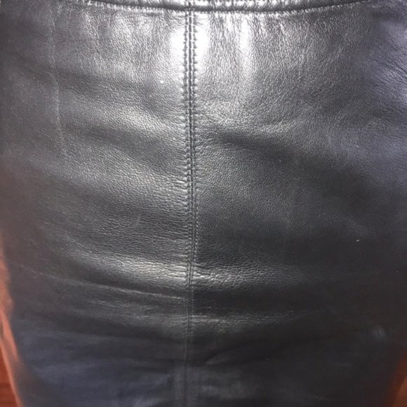 CACHE LAMBS LEATHER BLACK LEATHER SKIRT SZ 6 - Picture 2 of 8